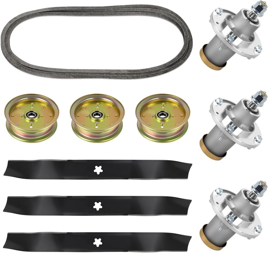 Lawn Mower 61 inch Deck Rebuild Kit Compatible with Hu sqvarna MZ6128 FD61M - Includes 3 Spindles 539112170, 3 Blades 134149, 3 Pulley 539132728 and 1 Belt 522795901