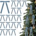24 Pcs Velvet Bows Christmas Tree Ornaments Vintage Double Faced Velvet Ribbon Bows for Tree Garland Wreath Indoor Outdoor Xmas(5 x 7 Inch, Width of 5/8",Dusty Blue)