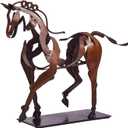 Handmade Horse Statue - Unique Rustic Decor for Office & Home - Hand-Painted Metal Sculpture - Perfect Handicraft Gift for Horse Lovers (Brown)