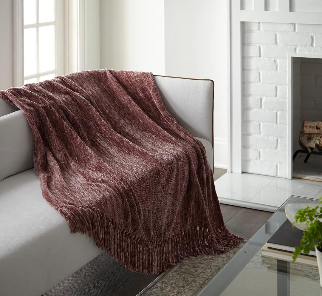 Crafted by Catherine Mauve Heavyweight Chenille Throw 50" x 60" Hand Wash Only