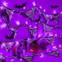 cshare Halloween Lights Battery Operated or USB, Creepy Cloth String Lights with Timer Waterproof 9.8ft 30LED Purple String Lights Halloween Decortions for Fireplace Window Door Mirror