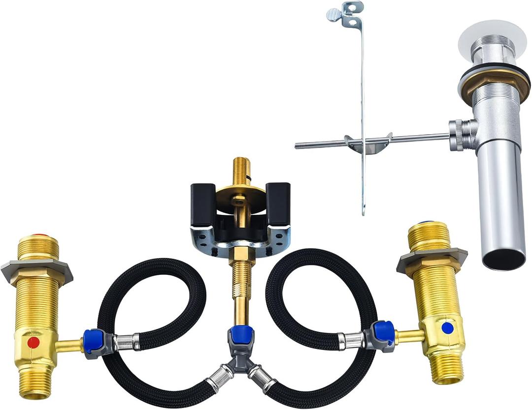 Rough-In Valve with Drain Assembly, Compatible with Moen Widespread Laundry Sink Faucet, 1/2-Inch IPS Connections, Brass Construction