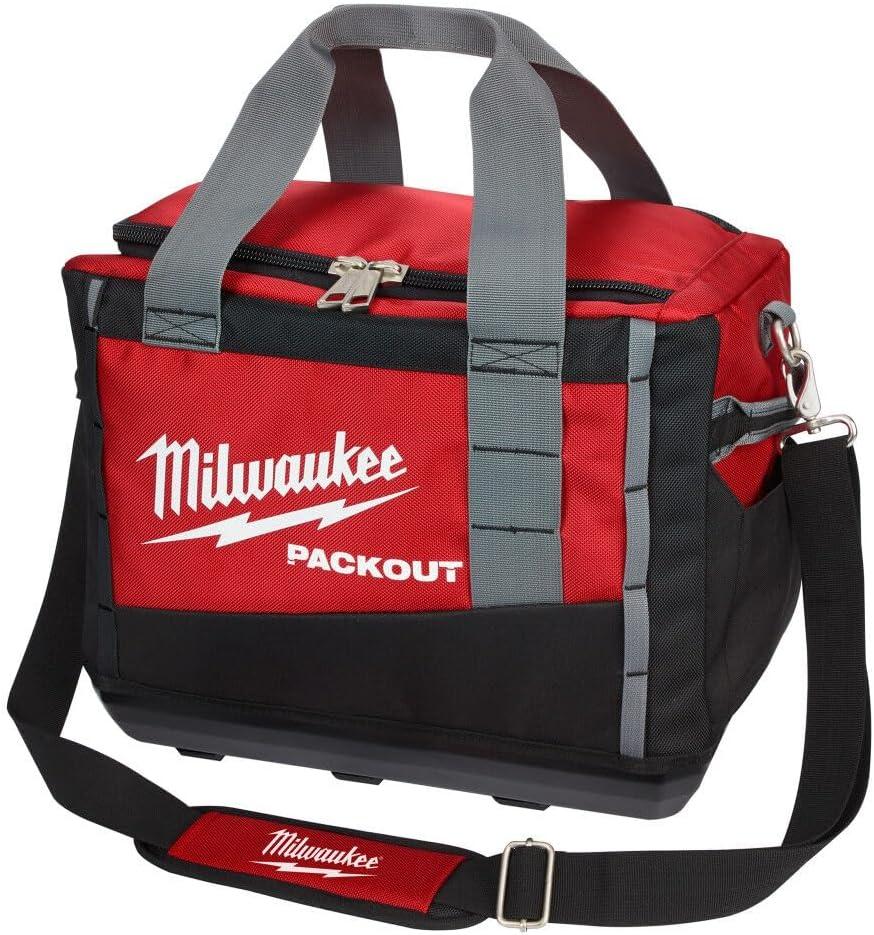 Milwaukee bag tool Milwaukee 48-22-8321 Tool Bag, 9.6 in W, 15 in D, 12.2 in H, 2 -Pocket, Polyester, Black/Red