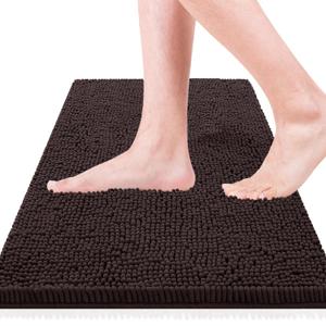 Flotstiga Bathroom Rugs 32x20,Super Absorbent Soft,Thick,Machine Washable Chenille Bath Mat,Non Slip Toilet Floor Rug,Bath Mats for Bathroom Floor, Home Decor Accessories,Coffee