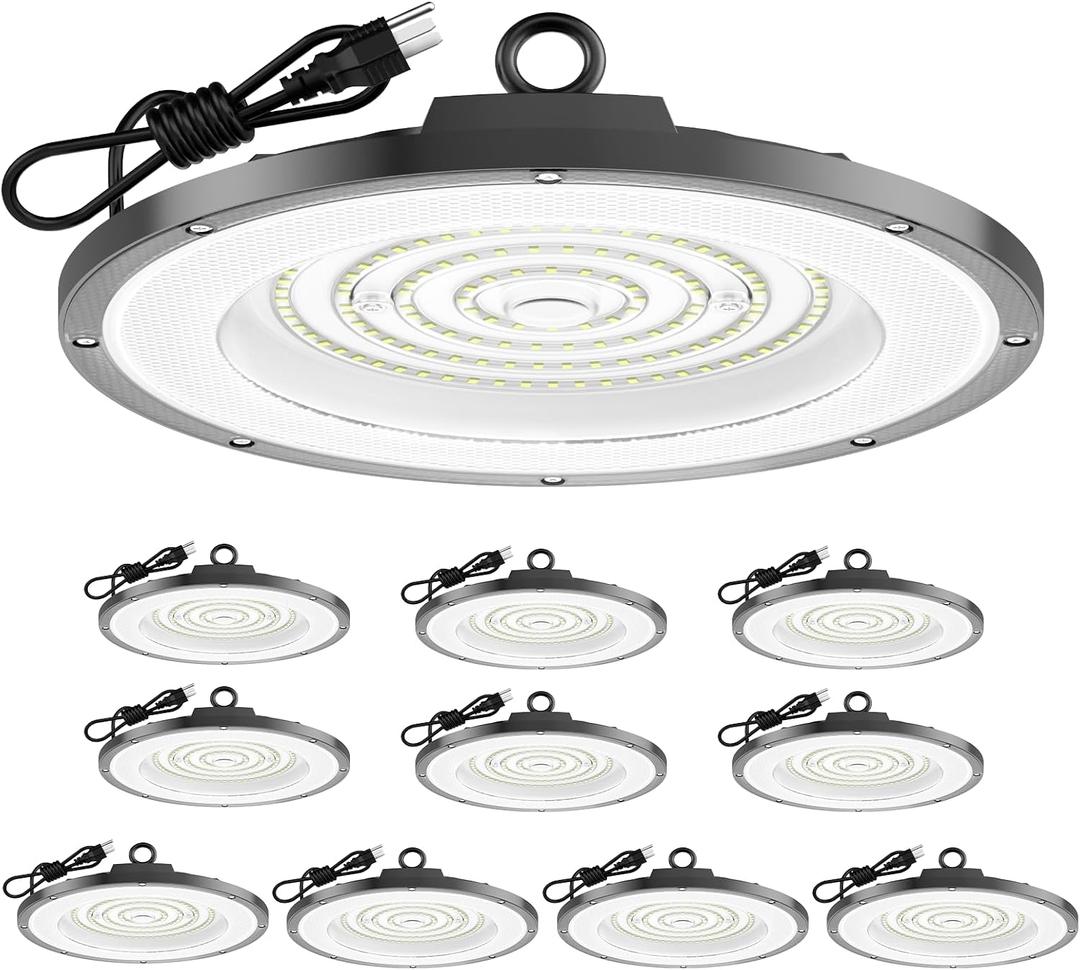 AIKVSXER 200W UFO High Bay Light 30000LM LED Shop Light 6000K Daylight IP65 Waterproof for Warehouse Garage Barn Factory Workshop 5ft Plug & Play 10Pack