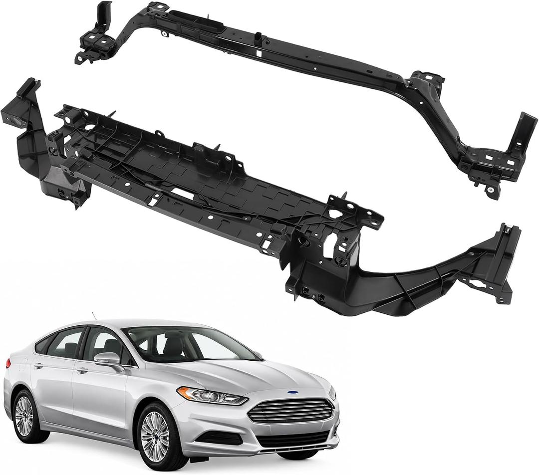 ALMULOO Radiator Mount Core Support & Upper Tie Bar Compatible With 2013-2016 Ford Fusion Replacement for DS7Z8A284A DS7Z16138B Upper Rad Support Bracket Brace Frame Assembly Crossmember Panel