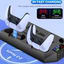 PS5/Slim/Pro Cooling Station for Playstation 5 Console Disc/Digital Edition - PS5 Slim Pro Cooling Stand with Controller Charging Station Accessories-Cooler Fan/Headset Holder/3 USB Hub, Black