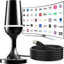 TV Antenna Indoor, 2026 Upgraded HD Antenna for Smart TV, Long Range 360 Reception Digital Antenna with Strong Magnetic Base for Local Channels Support 4K 1080p (off-white)