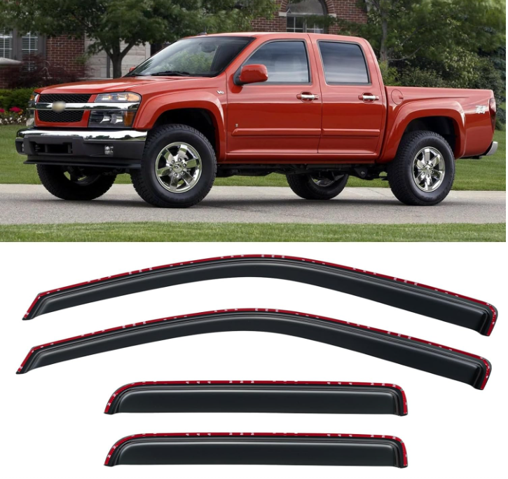 in-Channel Window Visors Rain Guards Shield for 2004-2012 Chevy Colorado, Window Vent Wind Deflectors Visors Shades for 2004-2012 GMC Canyon Crew Cab