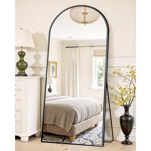 Suidia Full Length Mirror, 58"x17.5" Floor Standing Mirror Freestanding, Full Body Mirrors with Stand for Bedroom, Hanging Mounted for Living Room Cloakroom, Black, Arched Style