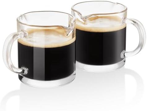Ackers Shot Glasses Espresso Parts 4.5OZ Double Spouts Milk Cup Clear Glass (Pack of 2)