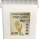 First Glove LATEX 8 Mil Bucket Fully Textured Ivory Gloves - Heavy Duty Gloves for Industrial & Automotive Work 500ct (Medium)