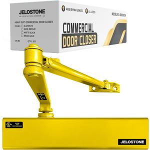 Heavy Duty, Commercial Door Closer D8000DA, ANSI Grade 1, UL 3 Hour Fire Rated, ADA Compliant, Delayed Action, Adjustable Spring Size 1-6 for Doors(44-330LB/30-60 in), Indoor/Outdoor (Brass Gold)