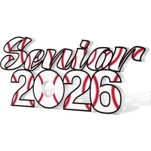 Yaomiao Baseball 2026 Senior Sign Graduation Props Grad Decorations Senior Graduation Table Centerpieces Class of 2026 Sign Sports Player Team Party for High School College (White Red)