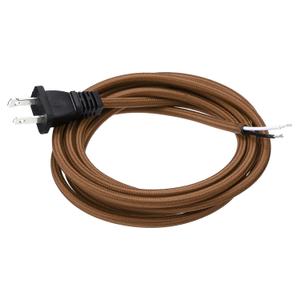 uxcell 8Ft 18/2 Cloth Covered Lamp Cord with Plug, Vintage Electrical Lamp Cord with Stripped Ends for Extension Wiring DIY Repairing, Light Brown