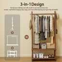 Solid Wood Clothing Rack with Wheels, Garment Rack Shelves, 23.6" Walnut