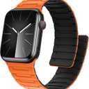 Bisikor Magnetic Bands Compatible with Apple Watch Band 49/46/45/44/42/41/40/38mm Men Women Silicone Sport Wristband for iWatch Ultra SE Series 11 10 9 8 7 6 5 4 3 (38/40/41/42, Orange/Black)
