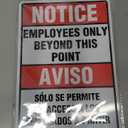 12"x16" Aluminum Notice Bilingual Sign, Employees Only Beyond This Point Sign, No Customers Allowed In Work Area Sign for Construction Site