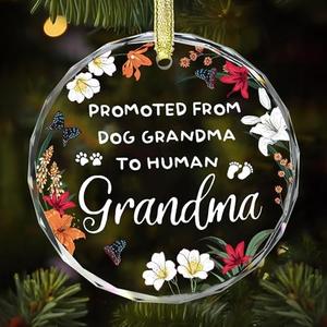 Pack Of 2 Gossby New Grandma Ornament - Promoted from Dog Grandma - New Grandmother Gift - Baby Annoucement Gift for 1st Time Grandmother - Car Hanging Decoration - Wine Bottle Decor