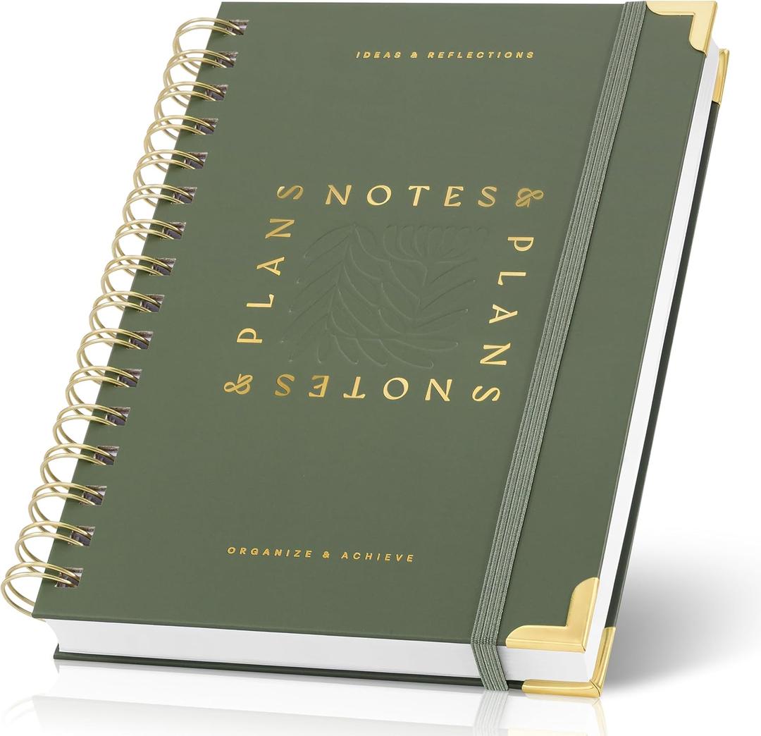 Aesthetic Daily Planner And Notebook With Hourly Schedule - Beautiful Spiral To do List Notepad For Work/Home to Organize Tasks And Appointments - Stylish School/Office Supplies Book For Women (Sage)