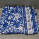 Blue White Floral Blanket for Bed, Couch, Soft Cozy Flannel Chinoiserie Throw Blanket Reversible Sofa Lightweight Breathable Rustic Stylish Home Decor Blanket Navy Blue 50 x 60 Inch