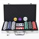 300Pcs Poker Chips Set for Texas Holdem, Blackjack, Professional Poker Kit with Aluminum Case, 2 Decks Cards, Dealer, Big Small Blind Buttons and 5 Dice, 11.5 Gram Gambling Chips for Casino Games