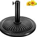 FRUITEAM 26.5lbs Umbrella Base, 15" Heavy Duty Patio Market Round Base Outdoor Table Umbrella Deck Porch/Yard/Pool Living Stand, Fits Standard Pole Sizes, Black