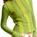 Tankaneo Womens Fitted Long Sleeve Shirts Ribbed Knit Going Out Tops Y2k Trendy Casual Crew Neck Tees Shirts (Small, Light Green)
