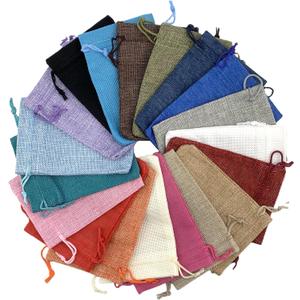 Palmhomee Pack of 20 Burlap Gift Bags with Drawstring Linen Jewelry Pouches Wedding Hessian Jute Bags for Birthday Treat Pouches Party Wedding Favors Gift(4x5.6 Inch, Mixed Colors)