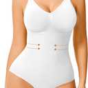 Irisnaya Women Slimming Bodysuits Shapewear Tops Tummy Control Body Shaper Spaghetti Strap Camisole Leotards Bodycon Jumpsuit (White, M)