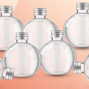 Jinei 9 Pcs 6 oz Ball Shape Plastic Sand Art Bottles Spherical Clear Plastic Potion Bottles Christmas Cocktail Ornament Balls for DIY Wedding Party Gift Crafts Decoration (Silver,Aluminum Cap)