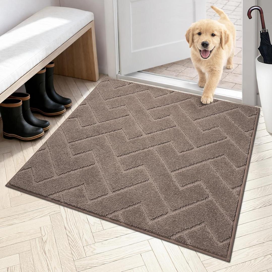 PURRUGS Dirt Trapping Door Mat Indoor Entrance, 36" x 36", Grayish Brown