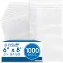 Spartan Industrial - 6 X 8 (1000 Count) 2 Mil Clear Reclosable Zip Plastic Poly Bags with Resealable Lock Seal Zipper