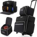 BALAPET Stable 3 Ball Bowling Bags with Wheels, Portable Bowling Bag 3 Ball Roller with Separate Shoe Compartment and Accessory Pocket, Add On Tote and Pushable Roller