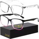 Blue-Light Blocking Glasses Computer Reading/Gaming/TV/Phones Glasses Fashion Anti Eyestrain Glasses for Women Men (C5 Black violet + Transparent)