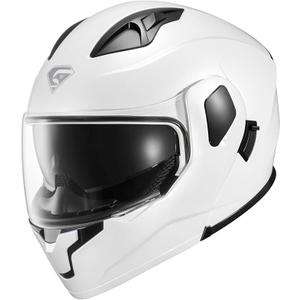 KYPARA Motorcycle Dual Visor Flip up Modular Full Face Helmet with DOT Certification of Impressionism ( White pearl ), M