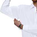 Alimens & Gentle Mens Dress Shirts 4-Way Stretch Long Sleeve Collared Casual Solid Wedding Dating Button Down Shirt (Small, White)