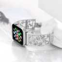 Floral Band Compatible with Apple Watch Jewelry Band 38mm 40mm 41mm 42mm iWatch Bands Series 11 10 9 8 7,Bling Crystal Bracelet Hollow Metal Strap,Fashion Women Wristband(38/40/41/42mm,Silver)