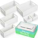 Set of 6 Wood Storage Boxes with Handles, Wooden Nesting Crates, Rustic Farmhouse Storage Container for DIY Crafts Party, Home Table Decoration Display (White)