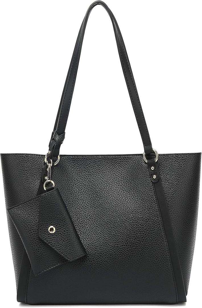Scarleton Women's Faux Leather Purses and Handbags, Shoulder Bag, Top Handle Satchel, Hobo Bag with Pouch, H1035 (Medium, Black)