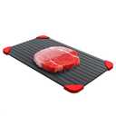 Defrosting Tray for Frozen Meat - 14x8 High Thermal Conductivity Thawing Tray for Frozen Meat with Silicone Corners, Hanging Hole - Easy to Clean Non Stick Aluminum Thawing Plate for Fast Defrosting