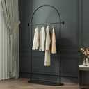 Black Arched Garment Rack with Marble Base, Freestanding Metal Clothing Rack for Bedroom,Entryway or Boutique, Modern Heavy Duty Coat Rack