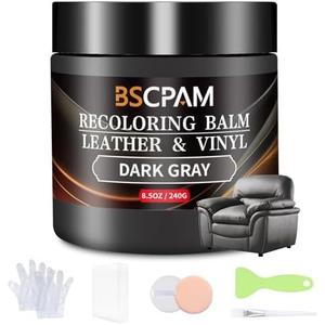 BSCPAM Dark Gray Leather Recoloring Balm,Leather Couch Scratch/Stain Remover,Leather Repair kit for Vinyl Furniture and Car Interior,Leather Dye Paint for Scratched and Faded Leather Couches
