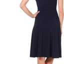 Rekucci Women's Slimming Short Sleeve Fit-N-Flare Crossover Tummy Control Dress (18, Navy)