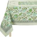 Mahjong Tablecloth 55" x 55" Polyester Indian Block Print Green Floral Flower Square Instructional Design with Rules for Game Night Party Favor Supplies