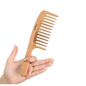 Wide Tooth Wooden Comb Handmade - Natural Vintage Style Wide Tooth Comb for Curls Gentle Styling - Anti-Static Wood Hair Combs For Women Detangling (Wide-tooth)