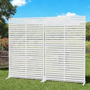 Privacy Screen Outdoor Freestanding Fence Panel, 72" H47" W HDPE Decorative Screen Panel with Stand & 6 Panel, Air Conditioner Fence, Privacy Panels for Patio, Balcony, Garden, Backyard