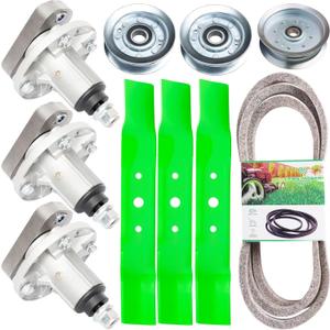 48 Inch Deck Rebuild Kit for John Deere L120 L130 L2048 L2548 1742HS Mower Includes(3) Spindles GY20050 GY20785(3) Blades GX20250 GY20568(3) Pulleys GY20067 GY20110, Belt GX20305 GY20571