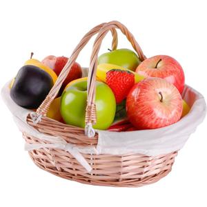 Vintiquewise Natural Wicker Picnic Basket with Handle  Multi-Purpose Willow Basket for Garden and Home Decor  Handcrafted Decorative Wicker Storage Basket for Gifts, Food, or Home Organization (White)