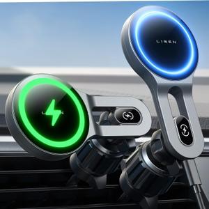 LISEN for 15W MagSafe Car Mount Charger, for iPhone 16 Wireless Magnetic Car Charger, for Magsafe Car Phone Charger Vent for Mag Safe. for iPhone 16e 16 Pro Max 15 14 13 12, Black